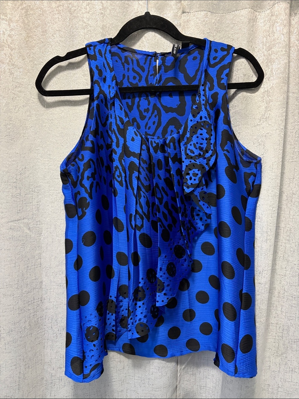 Milano Royal Blue and Black Animal Print Sleeveless Top M - Picture 7 of 7